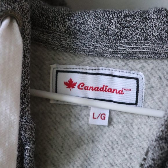 Canadiana grey salt & pepper zip up hoodie sweater - Picture 4 of 4